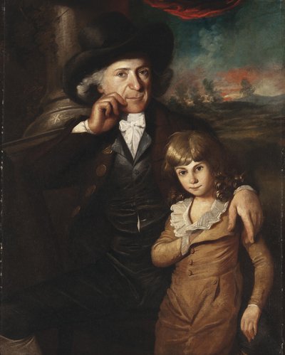 Retrato de un noble con un niño de English School